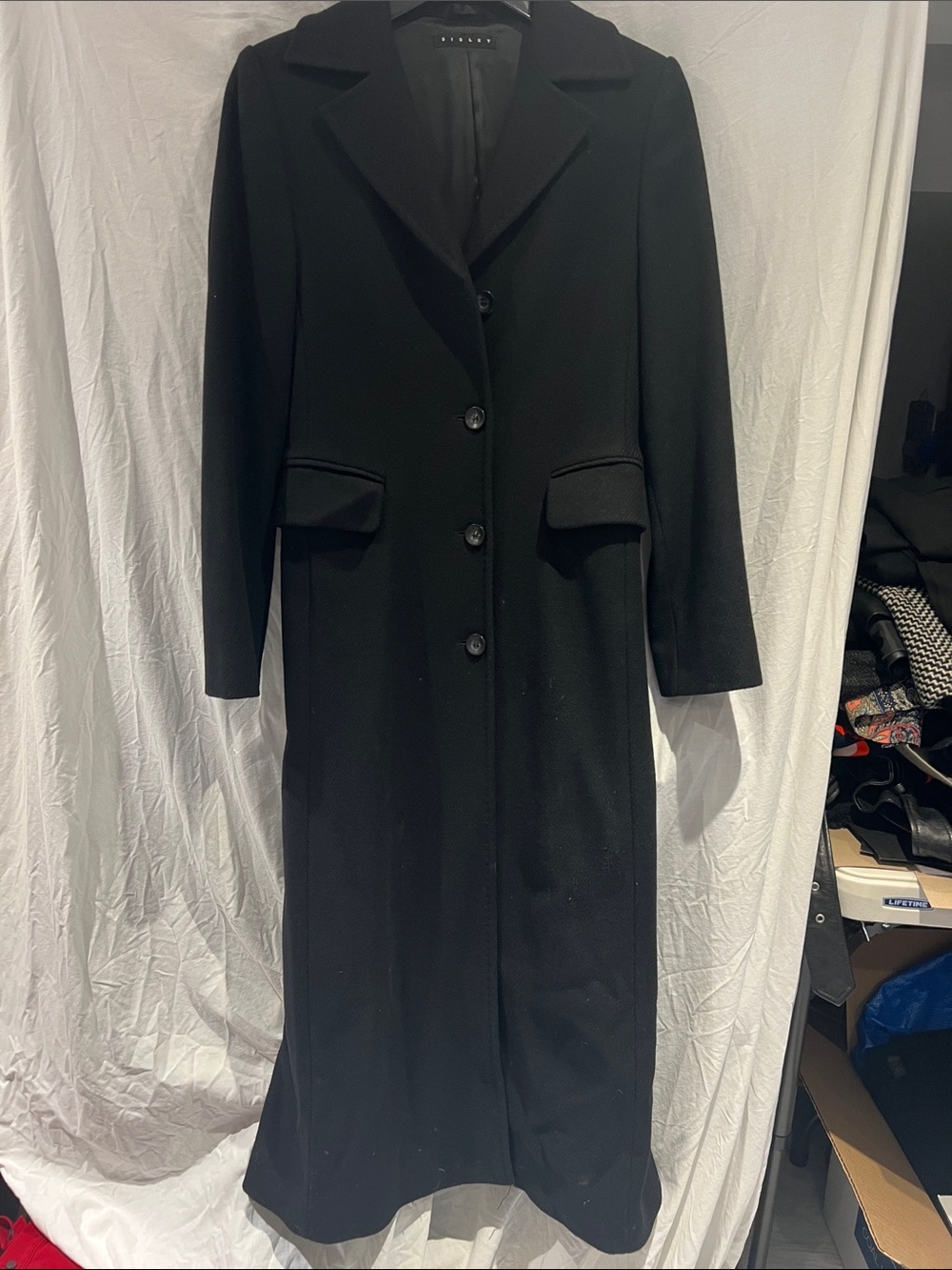 Sisley Black Long Tailored Coat Dress